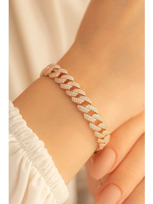 Normadia Şık Gümüş Bileklik, Zirkon Taşlı, Rose Renk, Sevgiliye, Eşe, Anneye