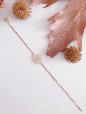 Normadia Parlak Zirkon Taşlı Dört Yapraklı Yonca Gümüş Bileklik