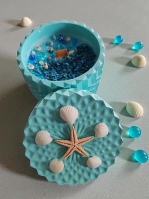 Home 'bir Parça Deniz' Deniz Temalı Kapaklı Dekoratif El Yapımı  Kokulu Mum 2