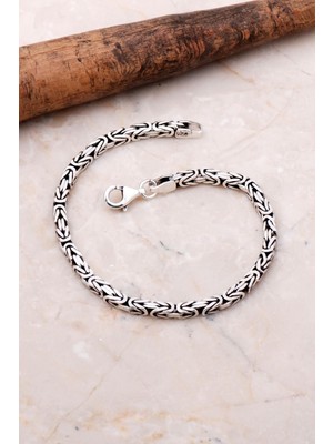 Normadia Elişi Gümüş Erkek Bileklik, 3 mm Zincir, 20.5 Cm, Şık ve Zarif Tasarım