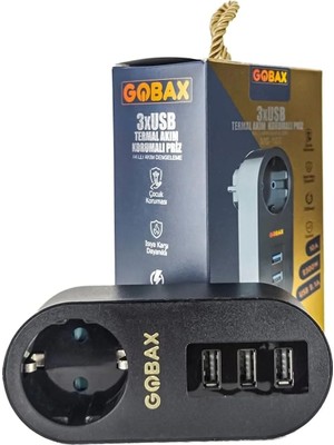 Gobax Termal Akım Korumalı Akıllı Priz 3xusb Li, Çocuk Korumalı, LED Işıklı, Yüksek Isıya