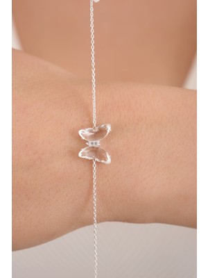 Normadia Kadın 925 Ayar Gümüş Beyaz Kelebek Bileklik Hediye Kutusunda