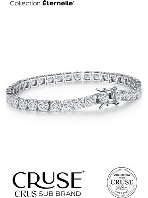 Normadia 925 Ayar Gümüş Taşlı Su Yolu Bileklik, 18K Beyaz Altın Kaplama