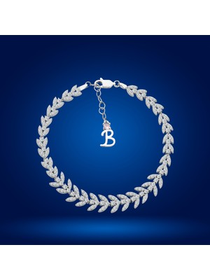 Normadia 925 Ayar Gümüş Zincirli Su Yolu Bileklik, Harfli Tasarım