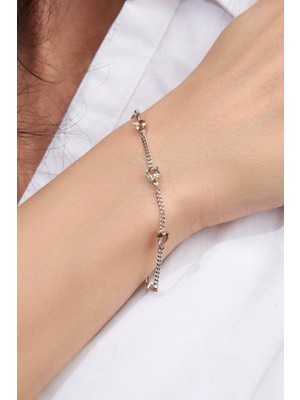 Normadia Gümüş Zultanit Taşlı Damla Pırlanta Şık Zincirli Bileklik