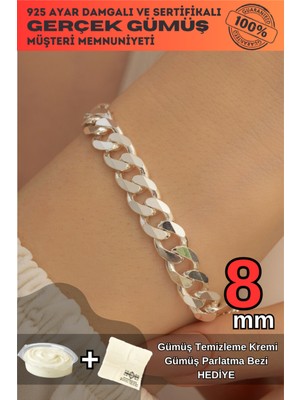 Normadia Kadın Bileklik 8mm Gurmet Model 925 Ayar Gümüş Takı