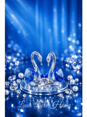 Luna Luxe Home Amour | Swarowski Tasarım Zarif Kuğu Çifti Dekoratif Obje • Sevgililer Günü Hediye •
