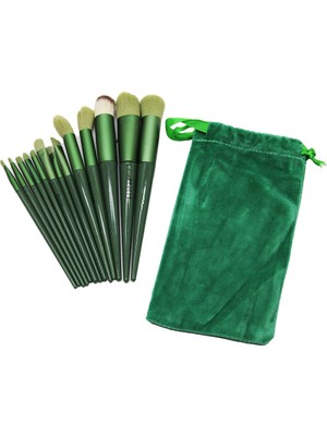 13PCS Yeşil Kadife Torbalı Makyaj Fırça Set (5477) NFSM-RSGO3456