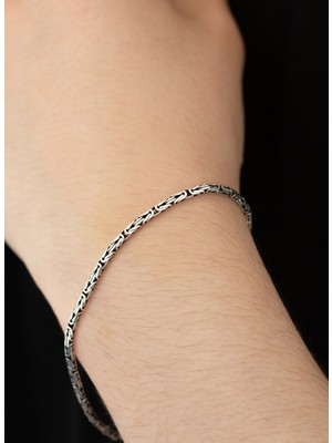 Normadia 925 Ayar Gümüş Yuvarlak Keseim Kral Zincir Bileklik