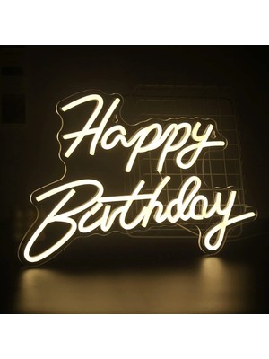 Pazarcan Happy Birthday Yazılı Neon LED Işık