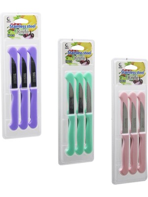 6pcs Meyve Bıçak  Renkli Plastik Saplı   Vakumlu Ambalaj   BRKT-806155 (5477) NFSM-RSGO3456