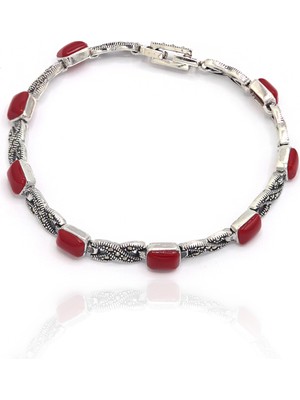 Normadia Şık Akik ve Markazit Taşlı Kadın Gümüş Bileklik, Zarif Takı Seçeneği