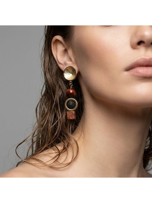 THEIA GemWorks Jina - Lav Taşı, Hematit, Kaplan Gözü & Kırmızı Jasper Küpe