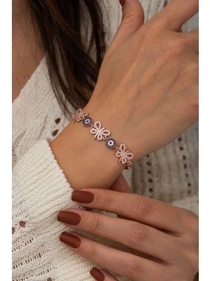 Normadia Kadın Pembe 925 Ayar Gümüş 3'lü Yusufçuk Bileklik Seti