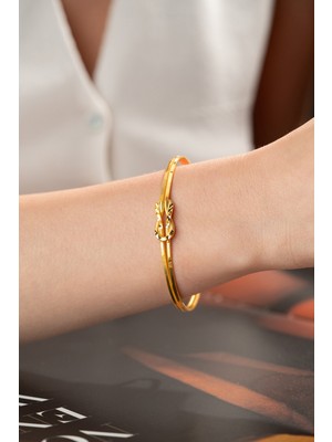 Normadia Şık 925 Ayar Gümüş Altın Kaplama Düğüm Bilezik