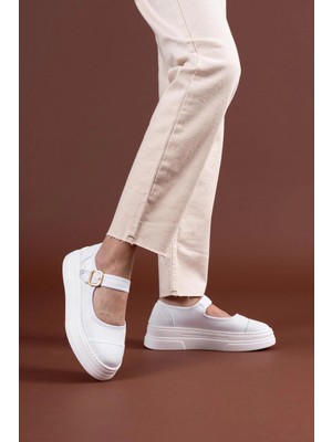 Pazarcan Lunni Beyaz Keten Spor Ayakkabı