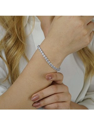 Normadia Şık Yuvarlak 925 Ayar Gümüş Su Yolu Bileklik 5 mm