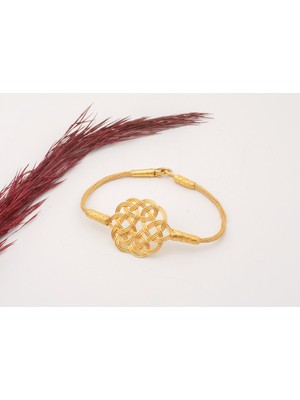 Normadia Şık Kadın Aşk Düğümü Gold ve Gümüş Bileklik Tasarımı