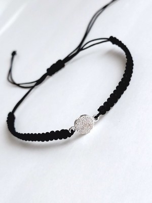 Normadia Gümüş Siyah Ip Hare Tasarım Bileklik Öğretmenler Günü Hediye