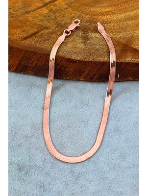 Normadia Yassı Italyan Rose Renk Gümüş Kadın Bileklik 925 Ayar