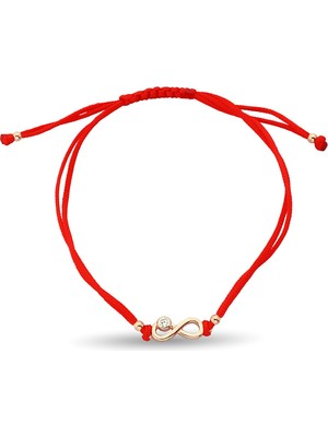 Normadia Özelleştirilebilir Makrome Ipli Rose Kaplama Gümüş Sonsuzluk Bileklik