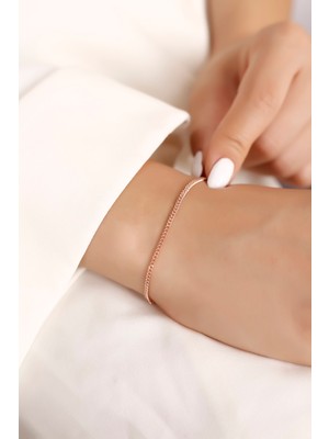 Normadia 925 Ayar Gümüş Zarif Gurmet Zincir Bileklik Şık ve Hafif Takım Için