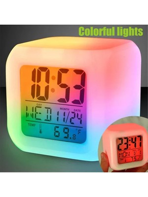 LED Dijital Renkli Masa Saati Alarm Termometre Tarih Masaüstü Saat (5477) NFSM-RSGO3456