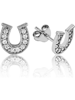 Tuncel Store 925 Ayar Gümüş Nal Çivili Küpe EA1160107 (945)