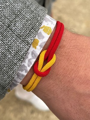 Normadia Gümüş Kazaziye Düğüm Bileklik, Sarı Kırmızı Spor Renkleri