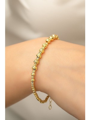 Normadia 925 Ayar Gümüş Gold Kaplama Dorica Toplu Fantezi Bileklik