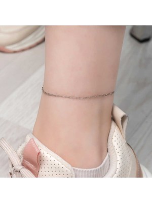 Tuncel Store 925 Ayar Gümüş Zincir Desenli Halhal T8132 (945)