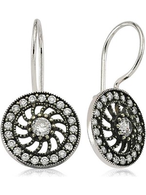 Tuncel Store 925 Ayar Gümüş Taşlı Sallantılı Çiçek Küpe EA1760005 (945)