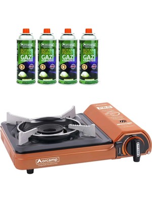 Özbience Turuncu Portatif Tekli Ocak, Köşeli Tasarım, CK-505 / KTS-227, 4 Kartuş