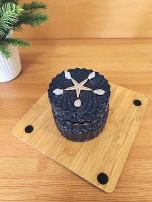 Home Lacivert Kapaklı Kristal Desenli Dekoratif Saklama Kutusu