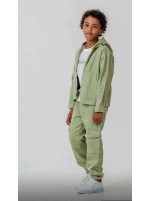 Jabber Erkek Çocuk Kapüşonlu Ceket Tişört Kargo Pantolon 3’lü Takım