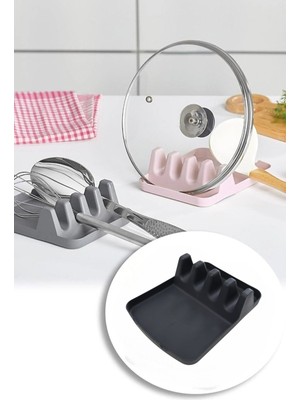 Online Home Market Tezgah Üstü Kaşıklık ve Tencere Kapak Tutucu -Kirli Kaşıklık Kepçe Altlığı Tencere Kapak Standı