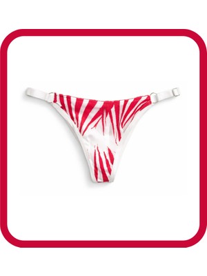 Zarvia Beyaz Üzeri Kırmızı Çizgili Şık Tanga