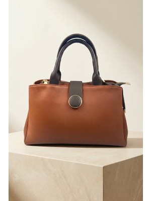 Kadın Taba Büyük Boy Omuz Çantası, 3 Fermuarlı Bölmeli, Geniş Hacimli Tote Çanta