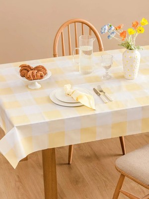 LC Waikiki Sarı Ekose Desenli Masa Örtüsü 140X180 cm  (S6)