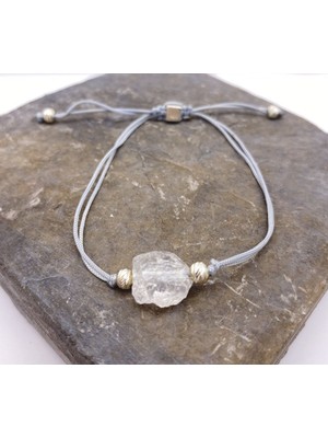 Normadia Doğal Taş Paraşüt Ipi Bileklik, 925 Ayar Gümüş Top ve Kristal Kvars