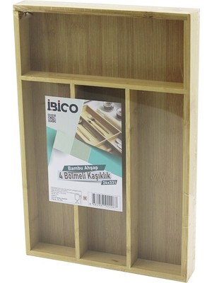 4 Bölmeli Ahşap Bambu Kaşıklık  24X33CM (5477) NFSM-RSGO3456
