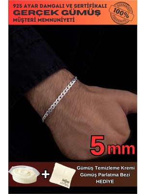 Normadia Erkek Gümüş Bileklik 5mm Nano Model Şık ve Zarif Takı