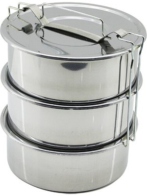 NO-18CM 3lü Metal Sefer Tası Derinlik : 6.5cm Taşıma Kulp=bağlama Kancalı (5477) NFSM-RSGO3456