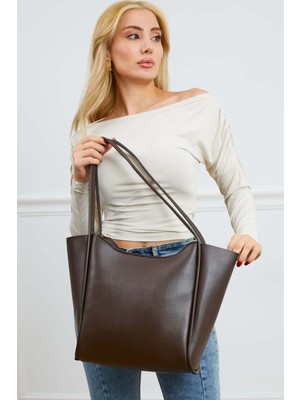 Kokoş Kol Çantası Suni Deri Kahve