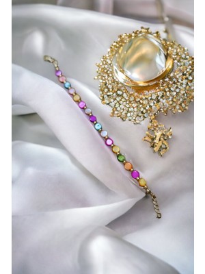 Normadia 14 Ayar Golden Kaplama Doğaltaş ve Sedefli Kadın Bileklik