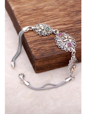 Normadia El Işçiliği Karanfil Tasarımlı Telkari Gümüş Bileklik