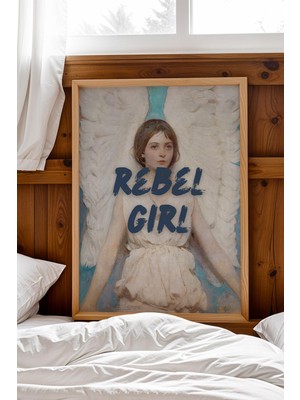 Satürn Design Abbott Handerson Thayer Angel Rebel Girl Çerçeveli Tablo Klasik Portre Değiştirilmiş Sanat Altered Art