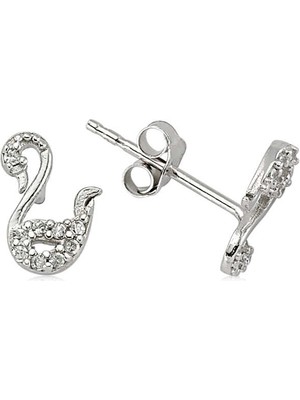 Noip 925 Ayar Gümüş Kuğu Çivili Küpe EA1540004 (944)