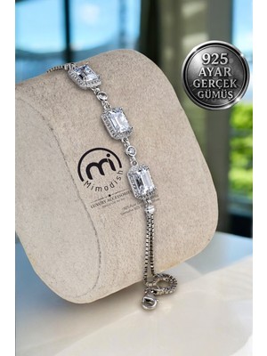 Normadia Parlak Zirkon Taşlı 925 Ayar Gerçek Gümüş Sevgiliye Üçlü Bileklik