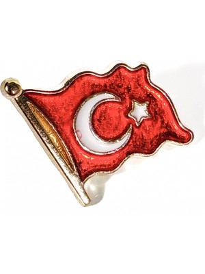 Moncuk Design Dalgalanan Kırmızı Türk Bayrağı Metal Rozet